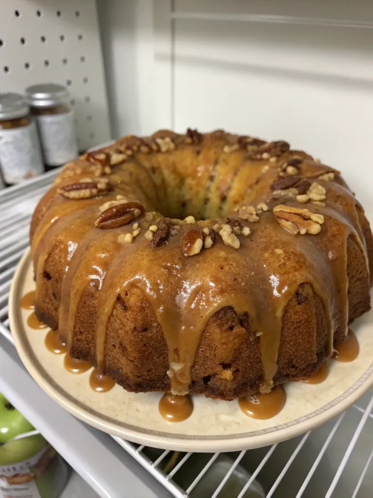 a golden brown apple cake baked in a bundt pan pl 1