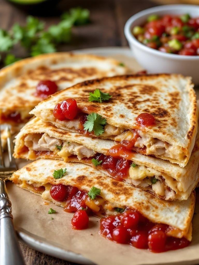 Turkey and cranberry quesadillas with salsa