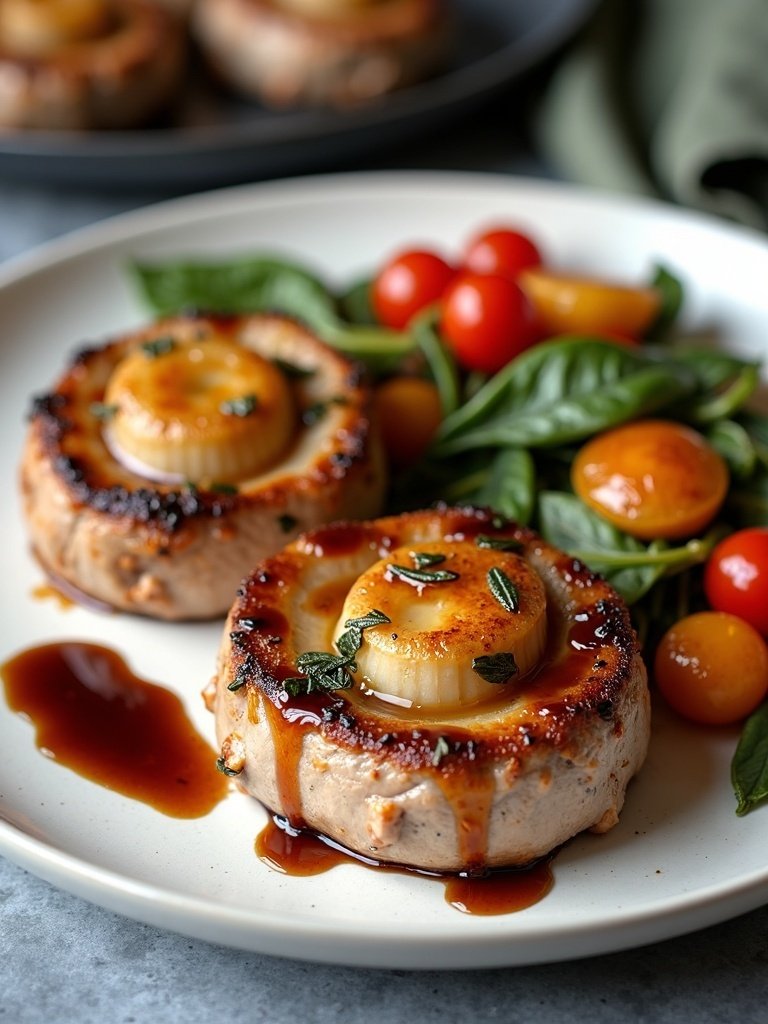7 Fall Dinner Ideas To Warm Up Your Evenings 8 Savory apple and sage stuffed pork chops served with spinach and cherry tomatoes
