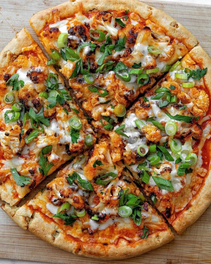 11 Trendy Neapolitan Pizza Flavors To Try At Home 6 Buffalo Cauliflower pizza topped with ranch and cilantro