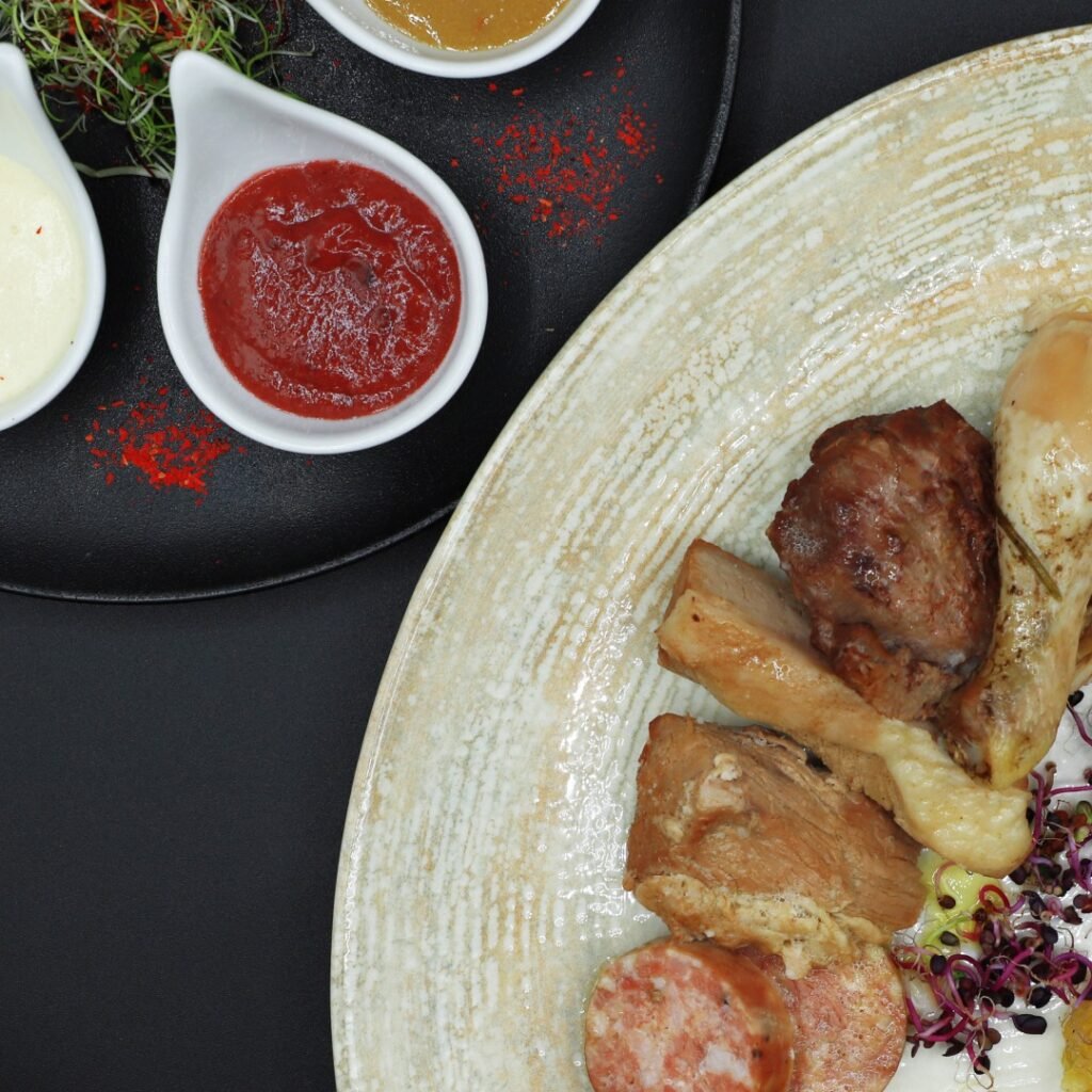 A colorful assortment of meats and vegetables for Italian Bollito Misto