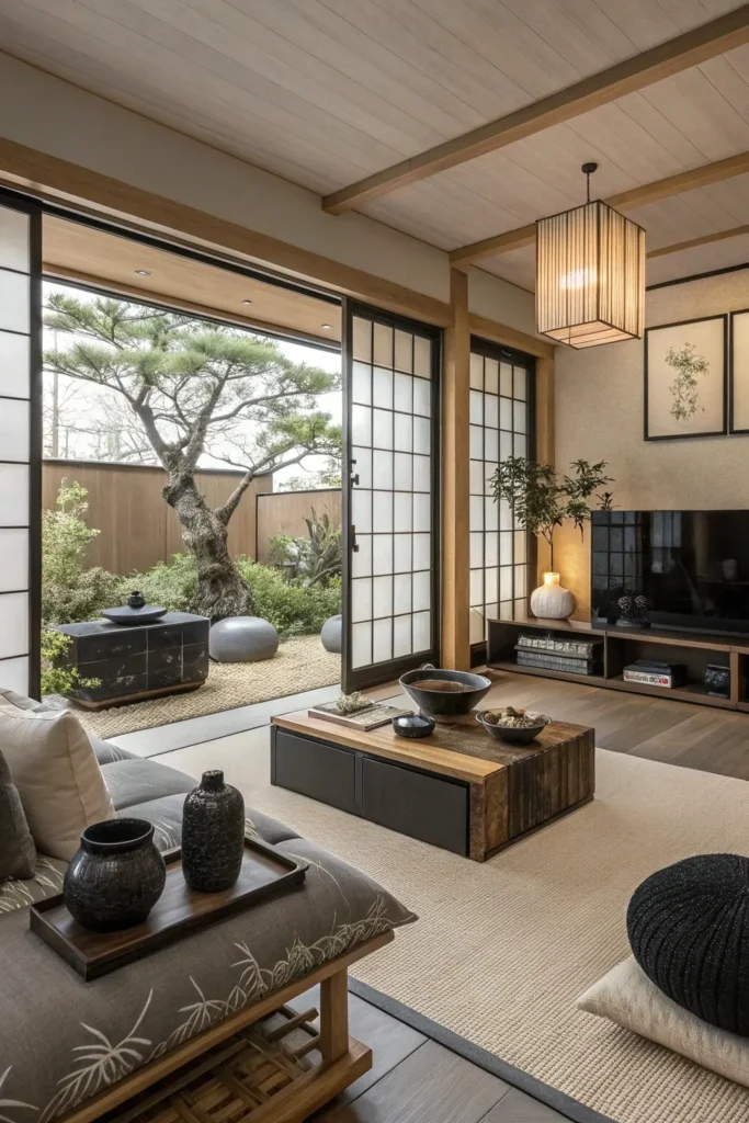 17 Luxurious Japandi Living Room Design Ideas 15 nh 14