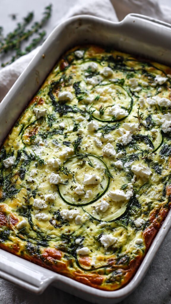 a freshly baked zucchini spinach and feta