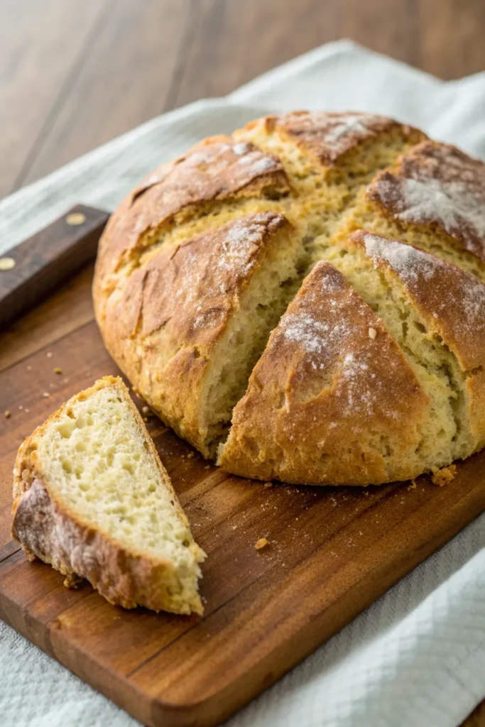a freshly baked round loaf of irish soda bread wit 1