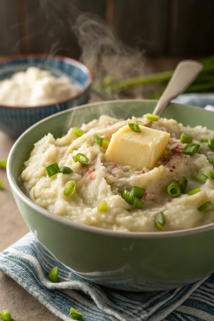 a warm bowl of creamy irish champ made with smooth 1