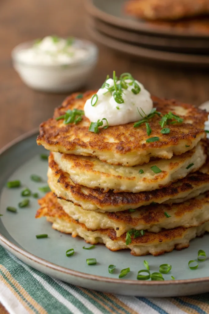 golden brown potato pancakes with crisp edges and