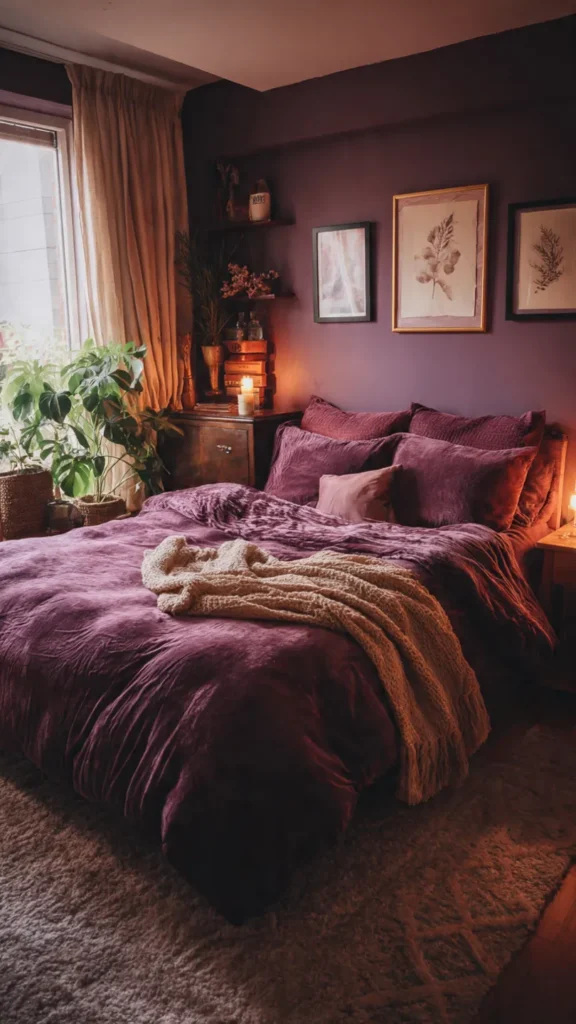 15 Cozy & Earthy Purple Bedroom Inspiration for a Warm, Grounded Retreat 14 rf13