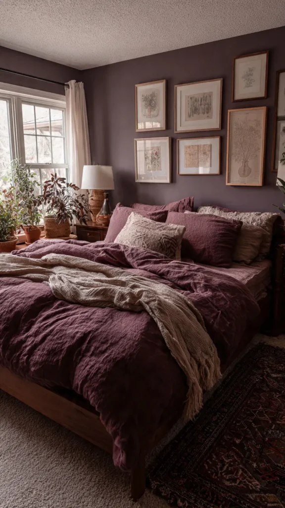 15 Cozy & Earthy Purple Bedroom Inspiration for a Warm, Grounded Retreat 5 rf4