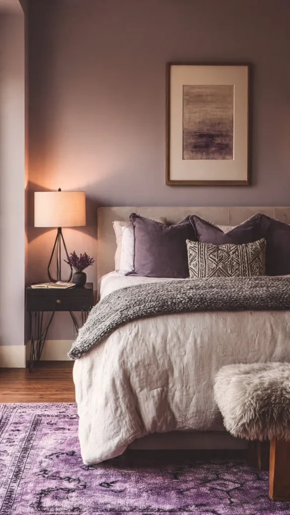 15 Cozy & Earthy Purple Bedroom Inspiration for a Warm, Grounded Retreat 6 rf5