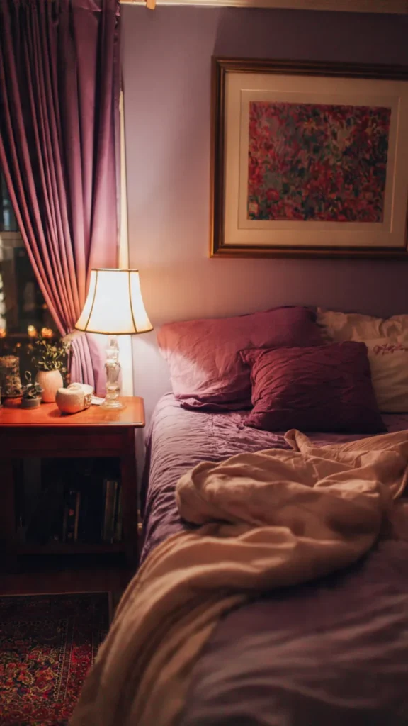 15 Cozy & Earthy Purple Bedroom Inspiration for a Warm, Grounded Retreat 8 rf7