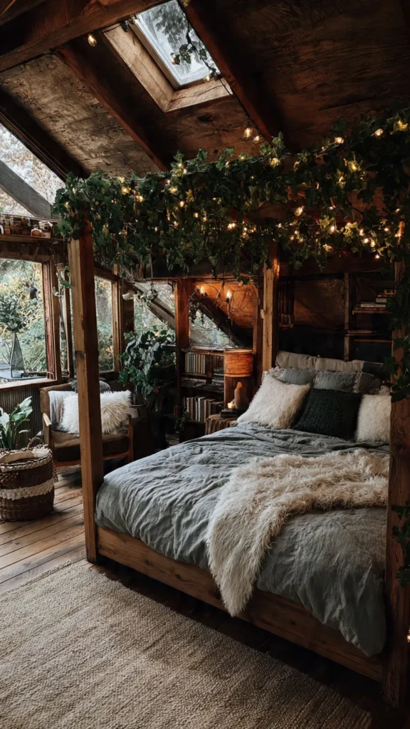 15 Enchanting Vine Canopy Bedroom Ideas with Fairy Lights & Vintage Decor 8 yd7