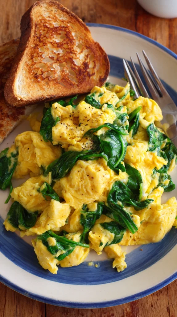 Soft Scrambled Eggs with Spinach