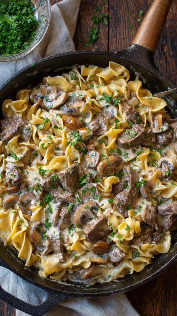Tender Beef Stroganoff with Noodles