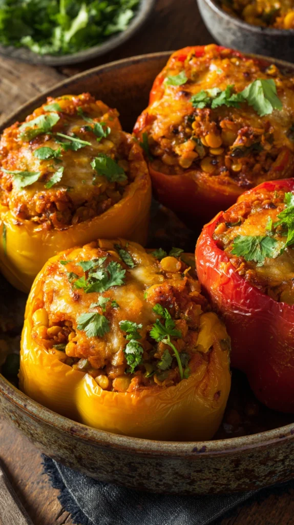 8 Savory Stuffed Bell Pepper Recipes Packed With Goodness 4 Vegetable and Lentil Stuffed Peppers