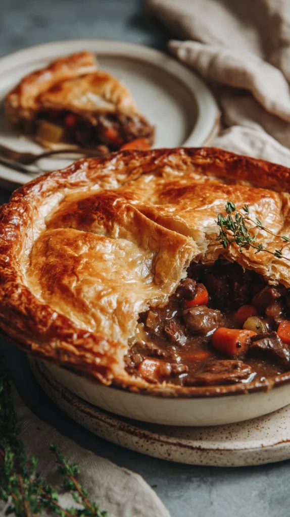Beef and Guinness Pie with Flaky Pastry