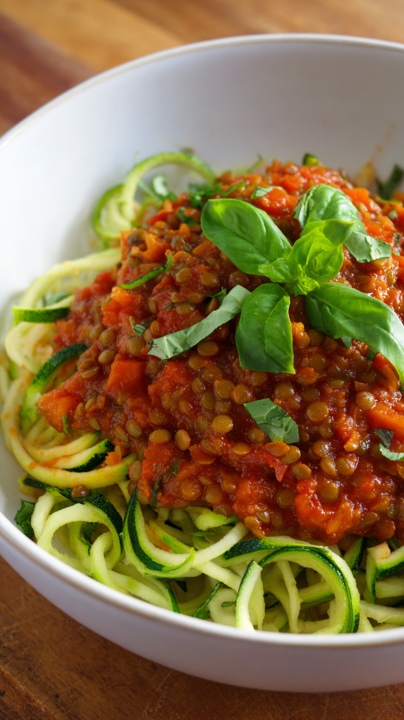 Lentil Bolognese with Zucchini Noodles