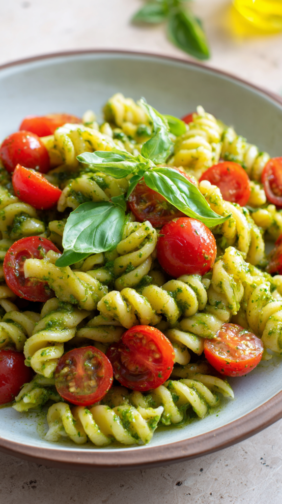 Pesto Pasta with Cherry Tomatoes