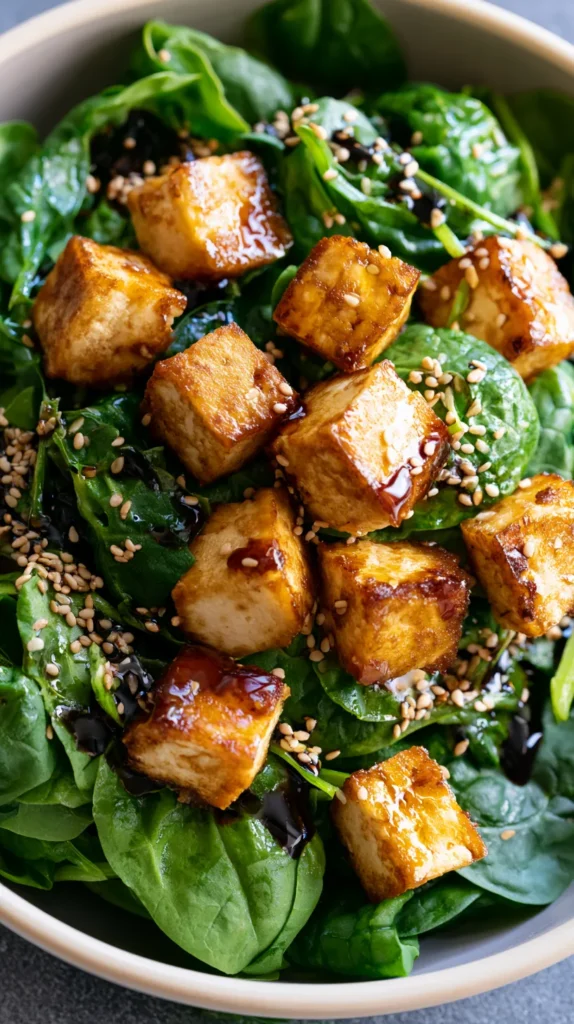 13 Salad Bowl Recipes You’ll Love! 13 Crispy Tofu and Spinach Salad