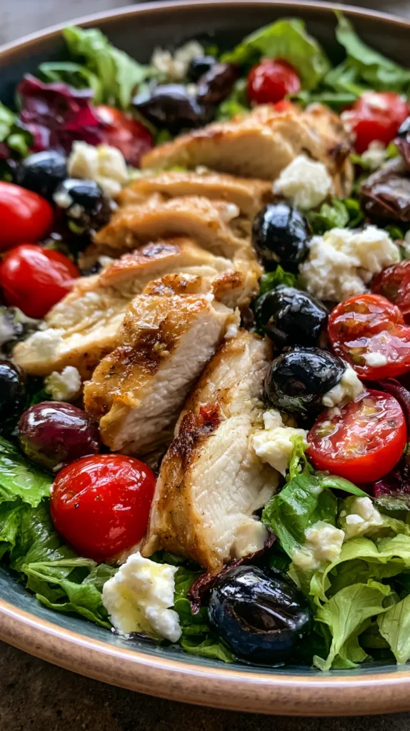 13 Salad Bowl Recipes You’ll Love! 8 Greek Salad with Grilled Chicken
